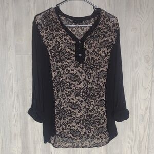 Soft & Sheer Floral/ Filigree Pattern Blouse